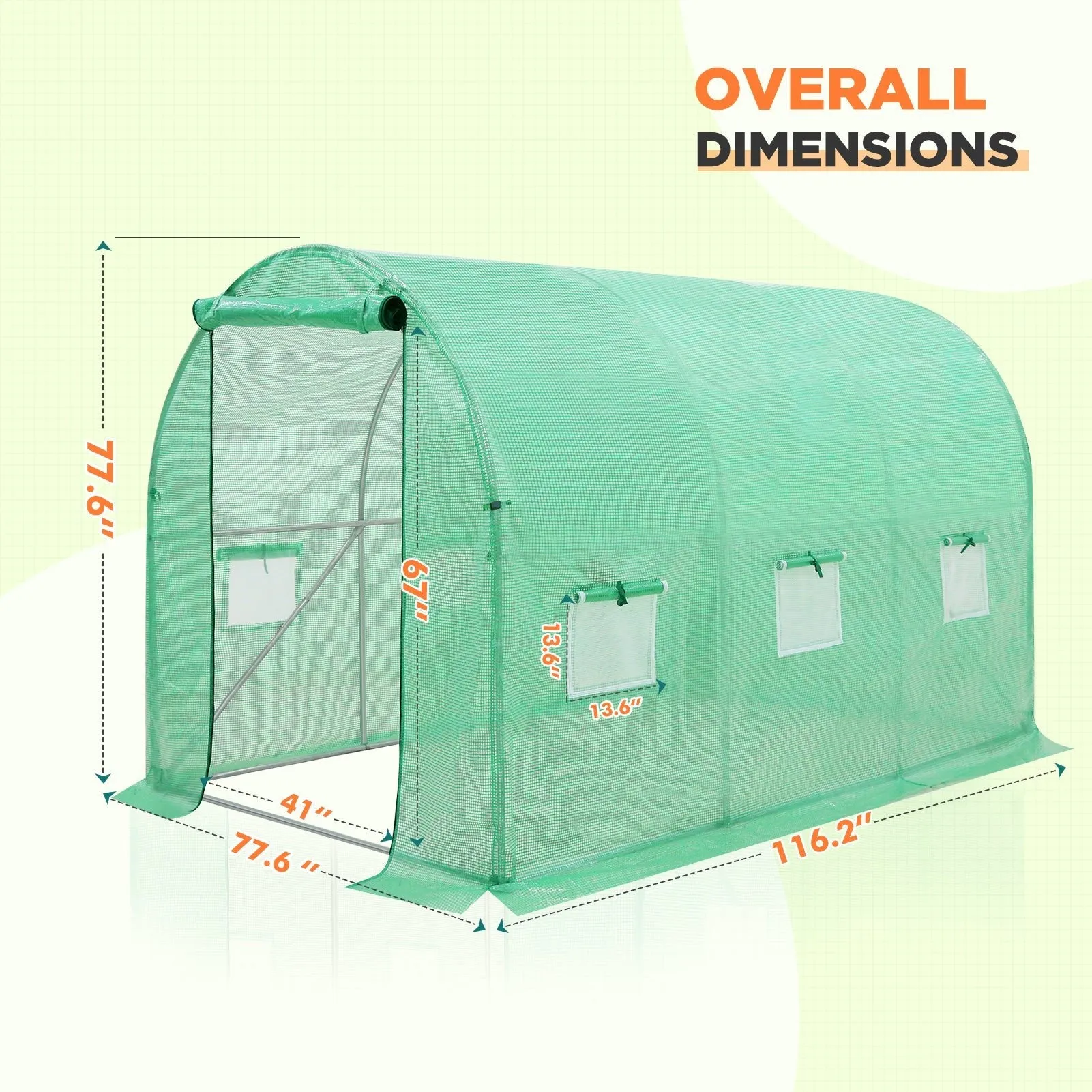 10'x7'x7 Tunnel Greenhouse Garden Green House