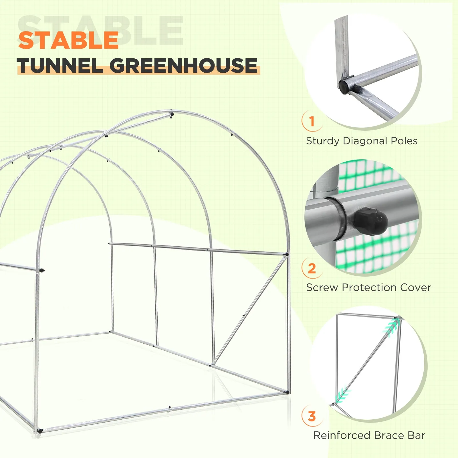 10'x7'x7 Tunnel Greenhouse Garden Green House