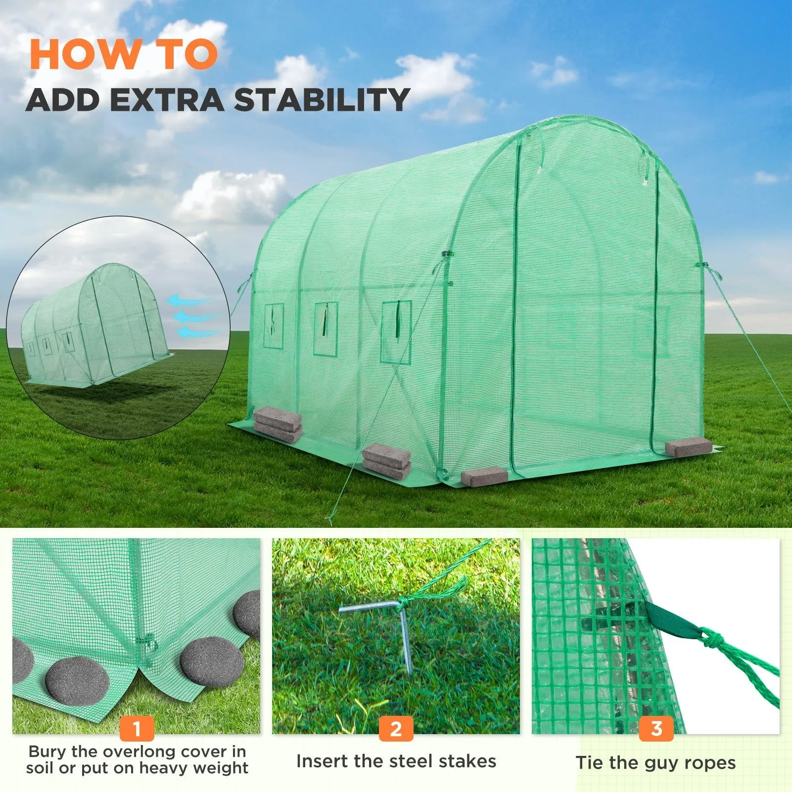10'x7'x7 Tunnel Greenhouse Garden Green House