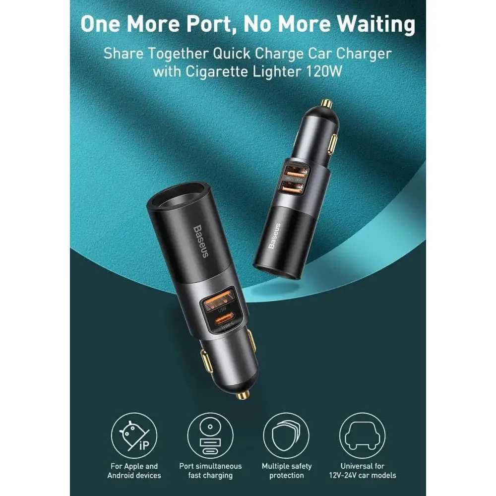 120w Usb Qc 3.0 Pd Car Charger for for Iphone 14 13 12 11 Pro Max Samsung Xiaomi