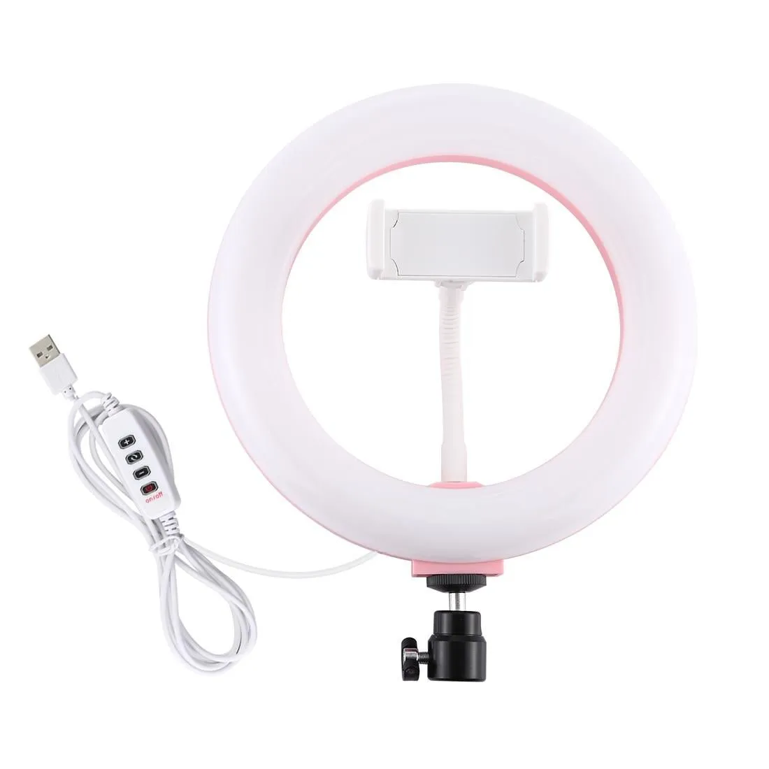 20cm USB Dual Colour LED Ring Light with Phone Clamp | Pink