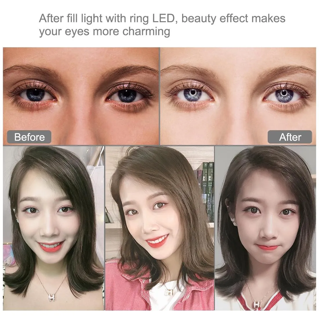 20cm USB Dual Colour LED Ring Light with Phone Clamp | Pink