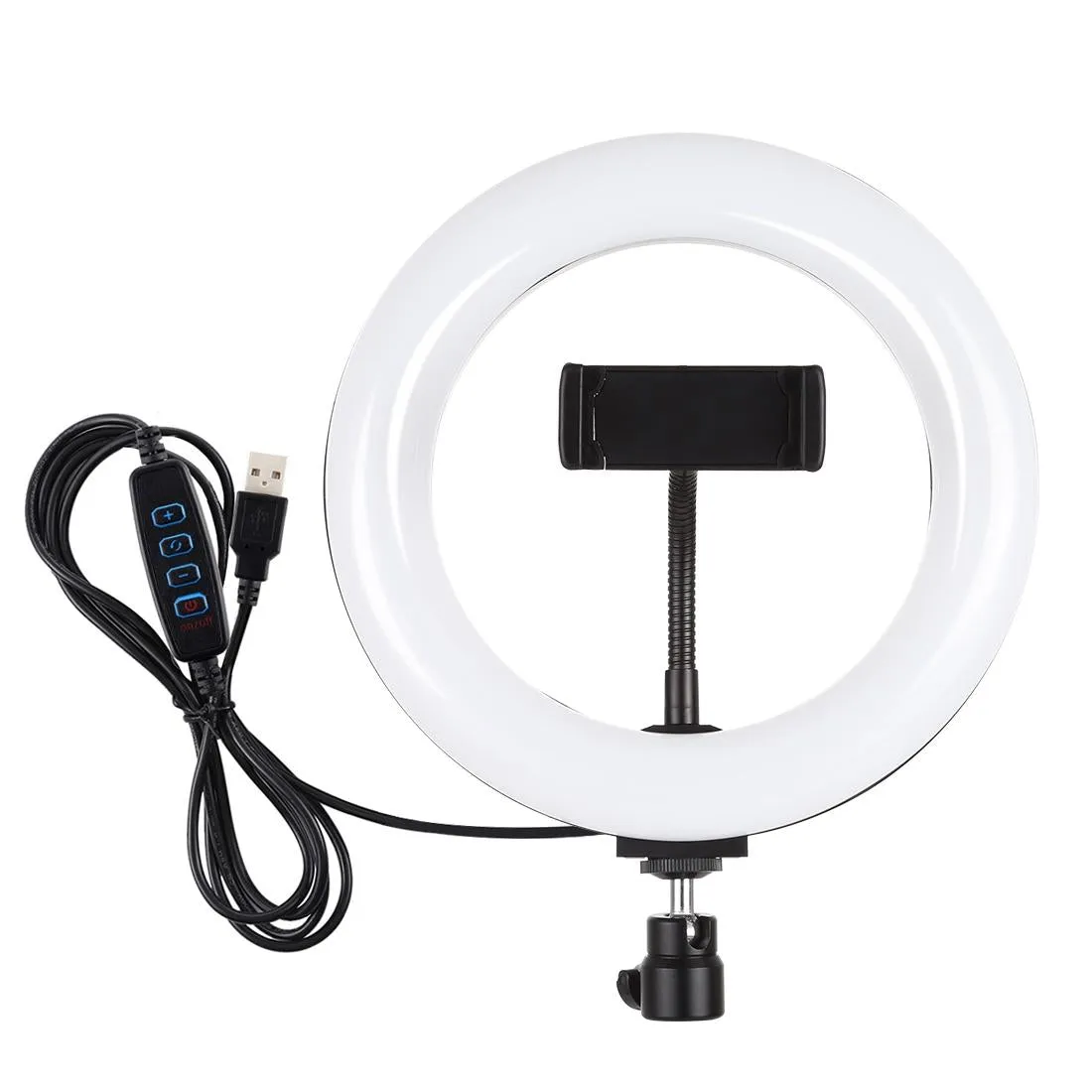 20cm USB Dual Colour LED Ring Light with Phone Clamp | Pink