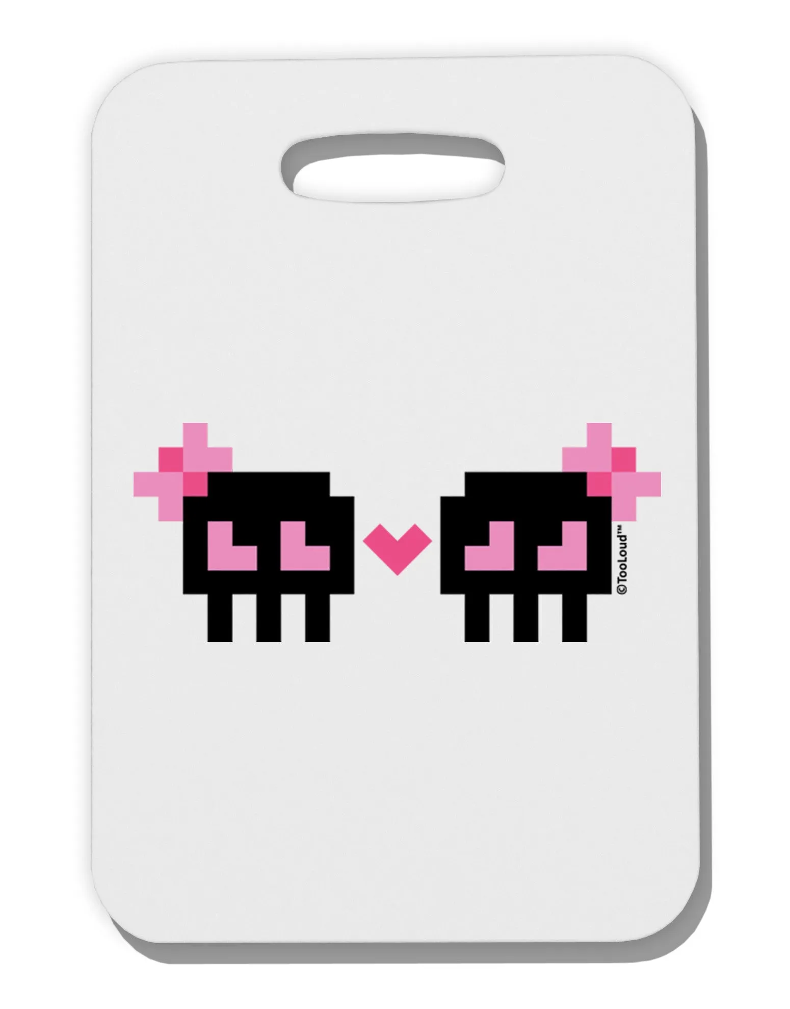 8-Bit Skull Love - Girl and Girl Thick Plastic Luggage Tag