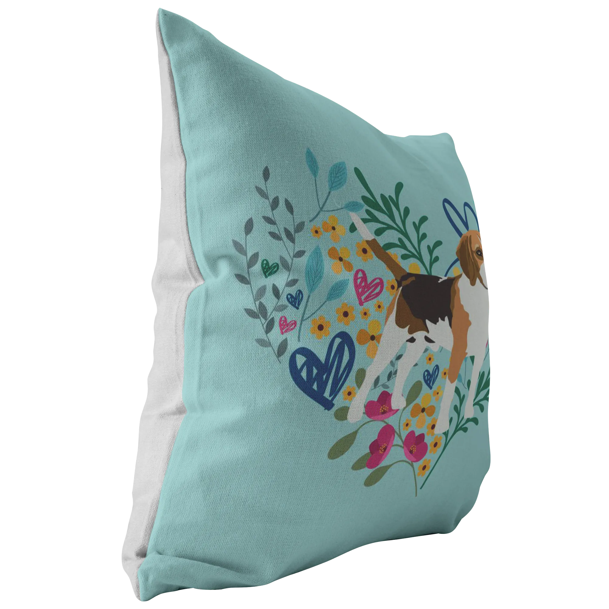 Beagle Heart Shape Flower Pillow