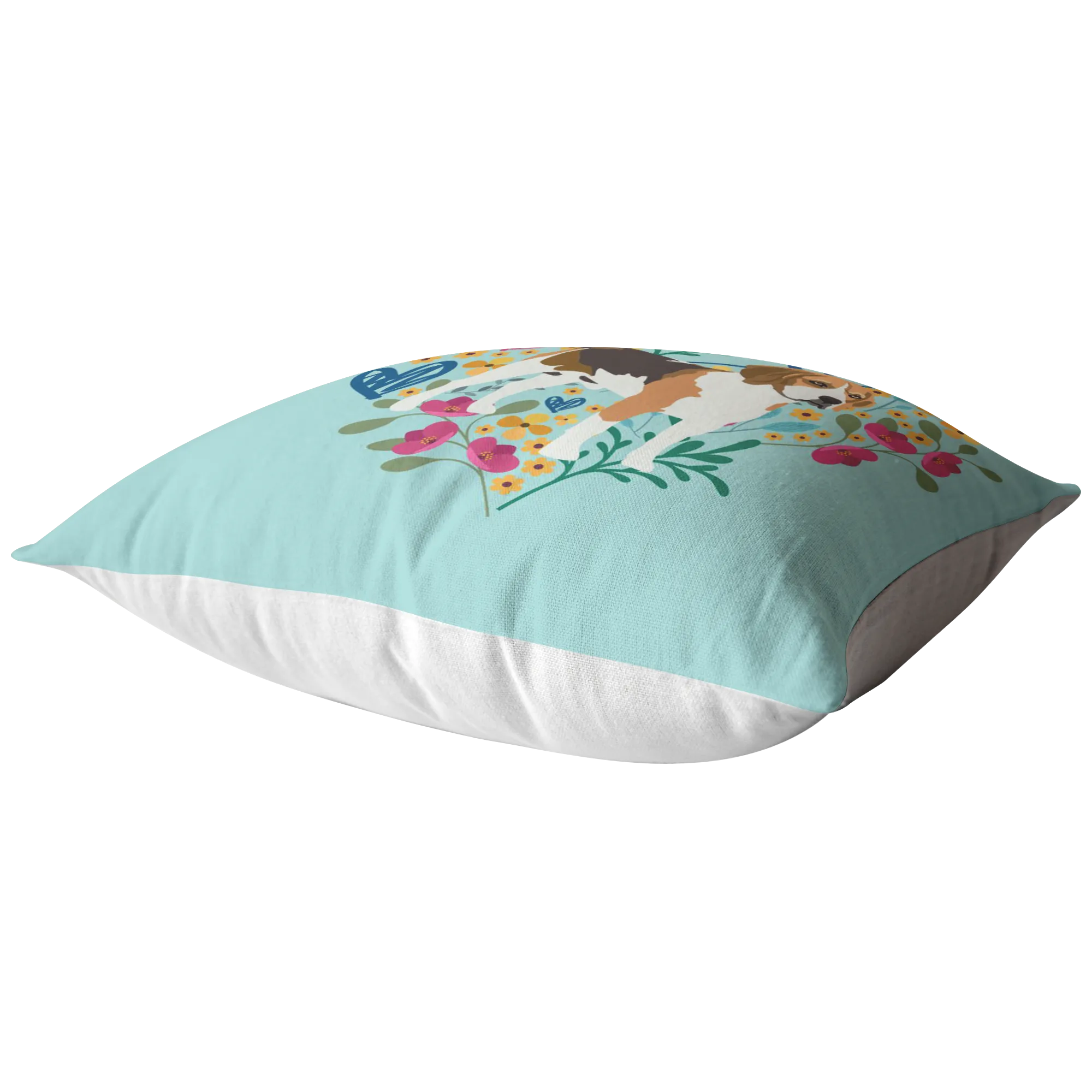 Beagle Heart Shape Flower Pillow