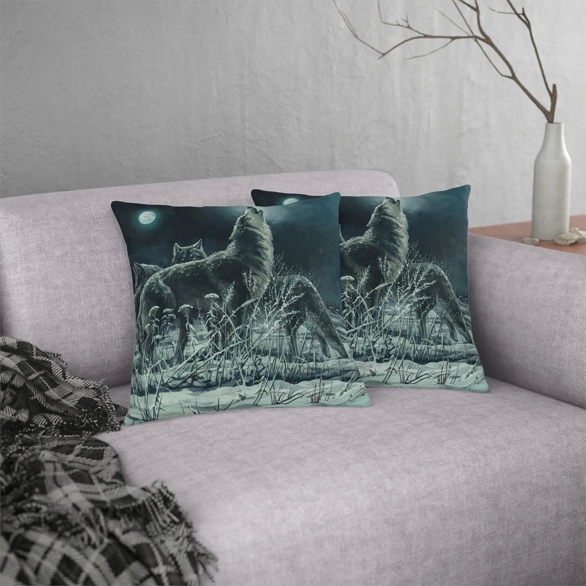 Blue Moon Wolves Waterproof Pillow