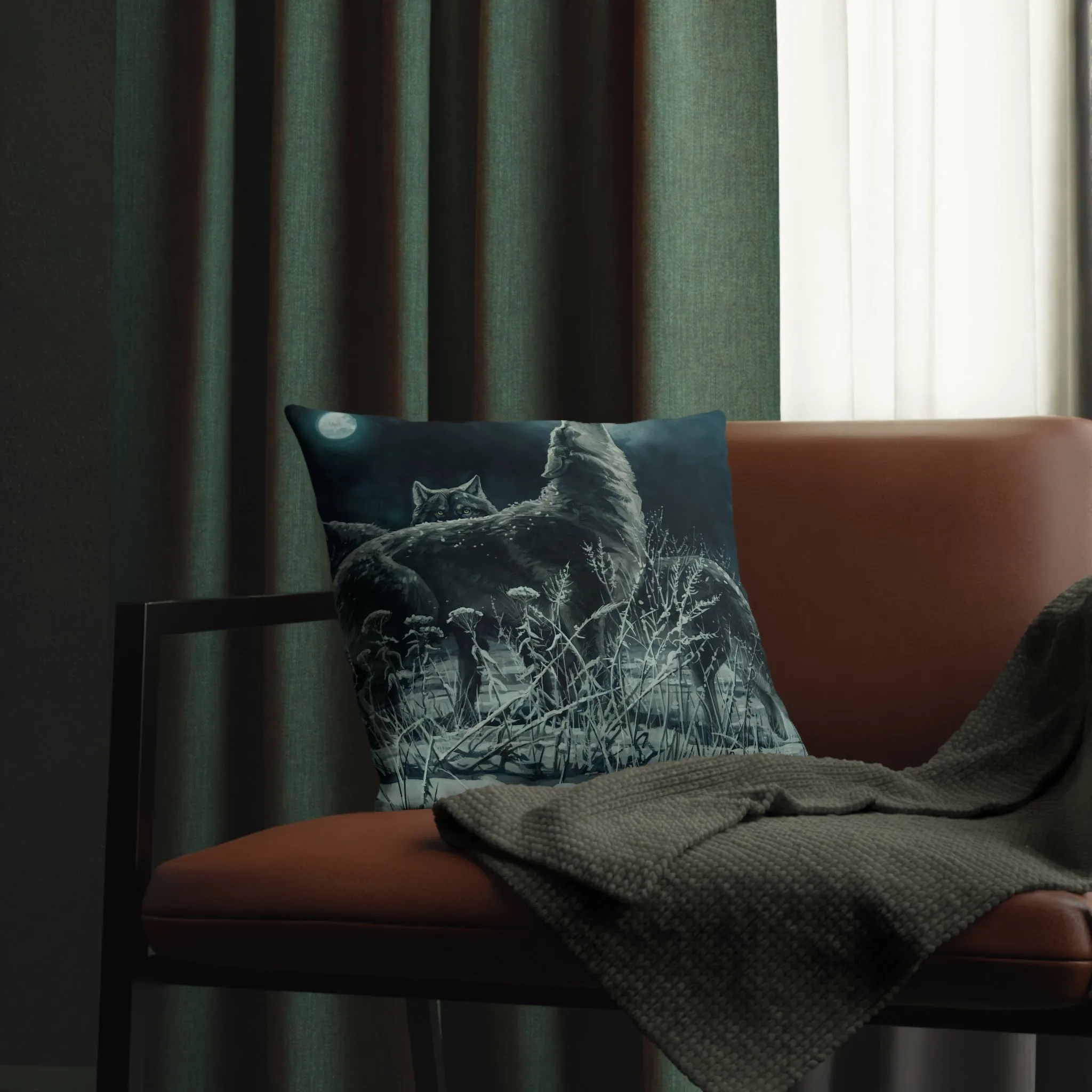 Blue Moon Wolves Waterproof Pillow