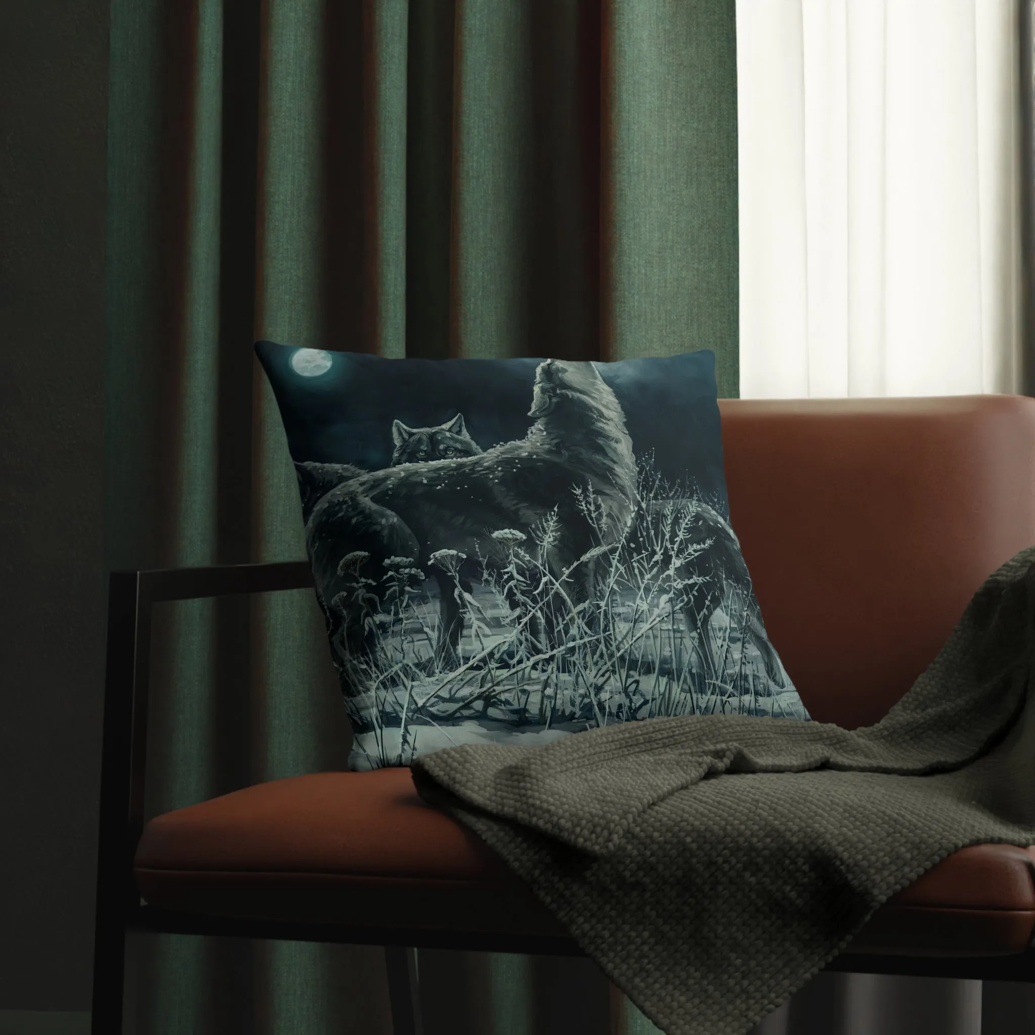 Blue Moon Wolves Waterproof Pillow