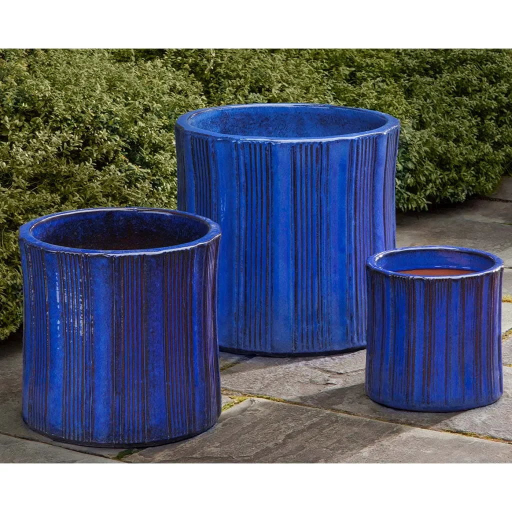 Campania International Brush Pot in Riviera Blue set of 3