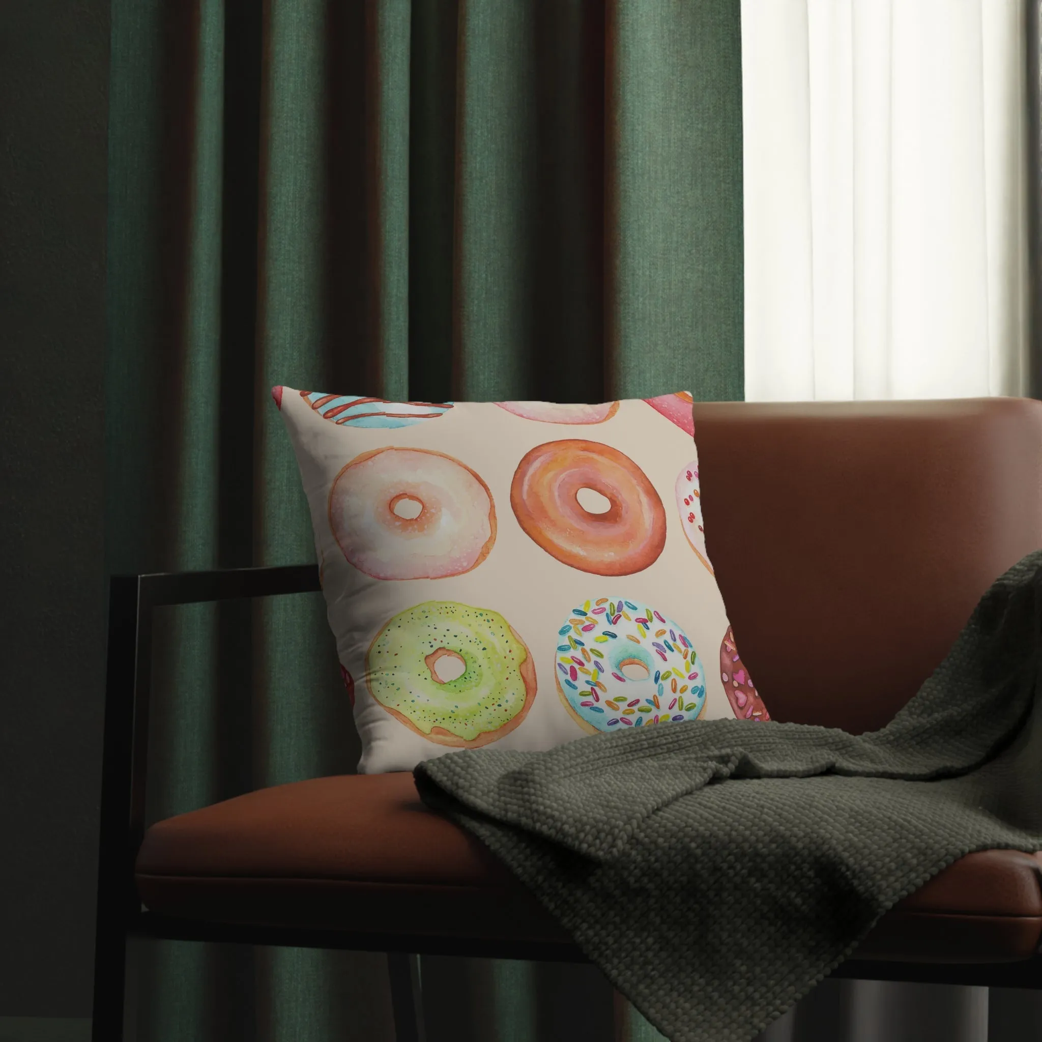 Colorful Glazed Doughnut Waterproof Pillows