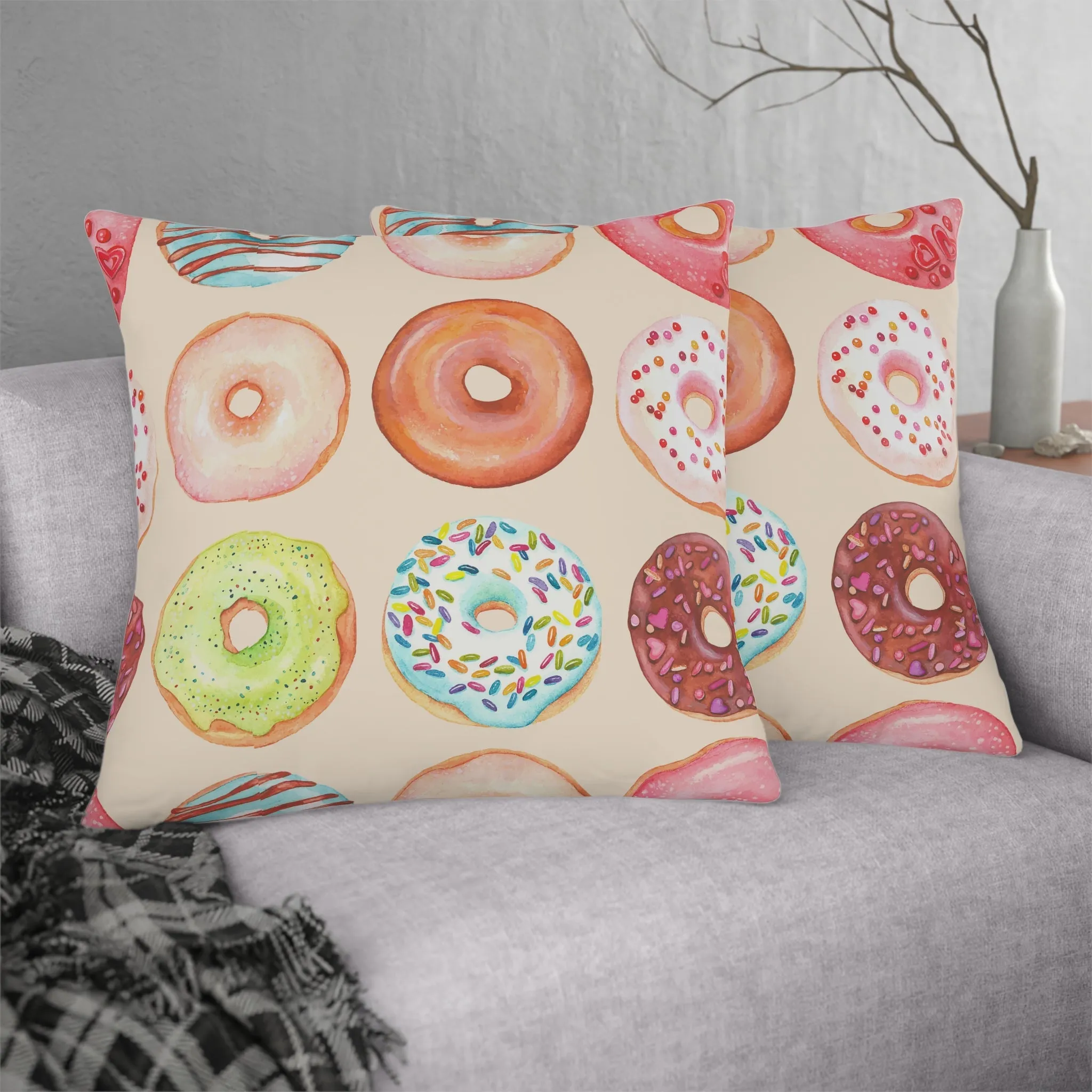 Colorful Glazed Doughnut Waterproof Pillows