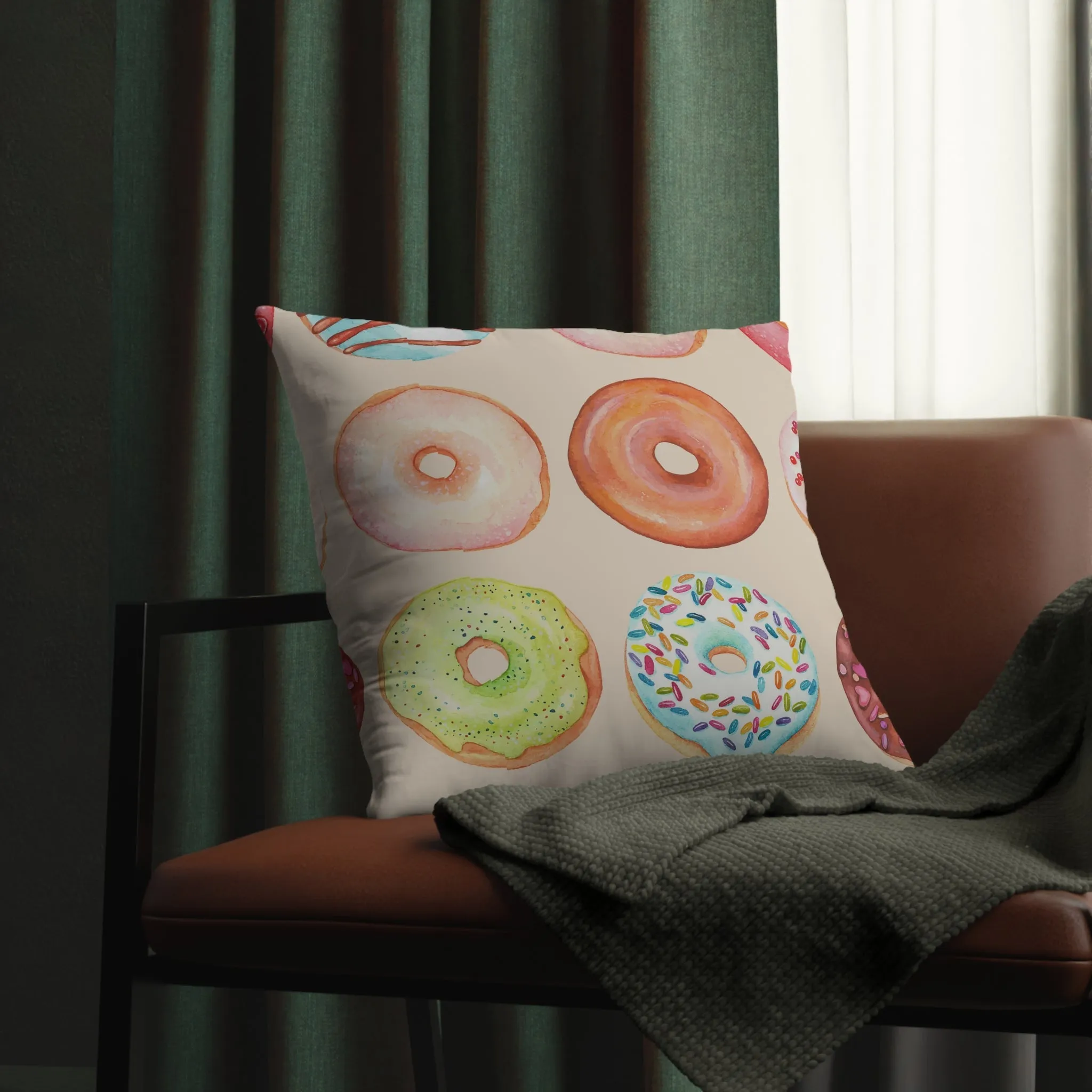 Colorful Glazed Doughnut Waterproof Pillows