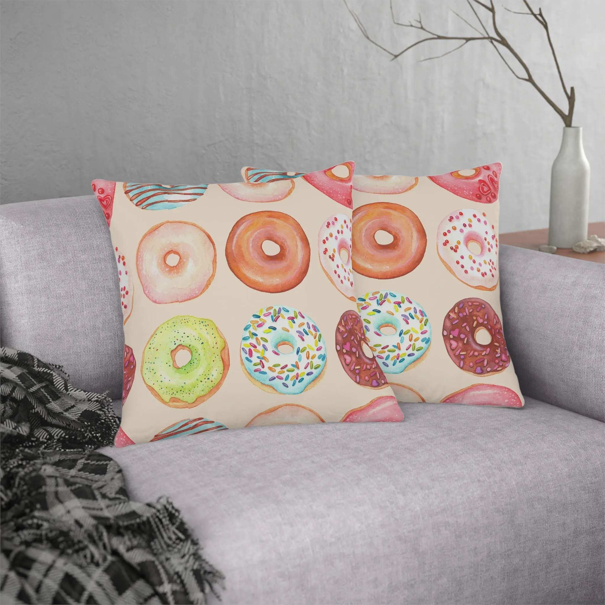 Colorful Glazed Doughnut Waterproof Pillows