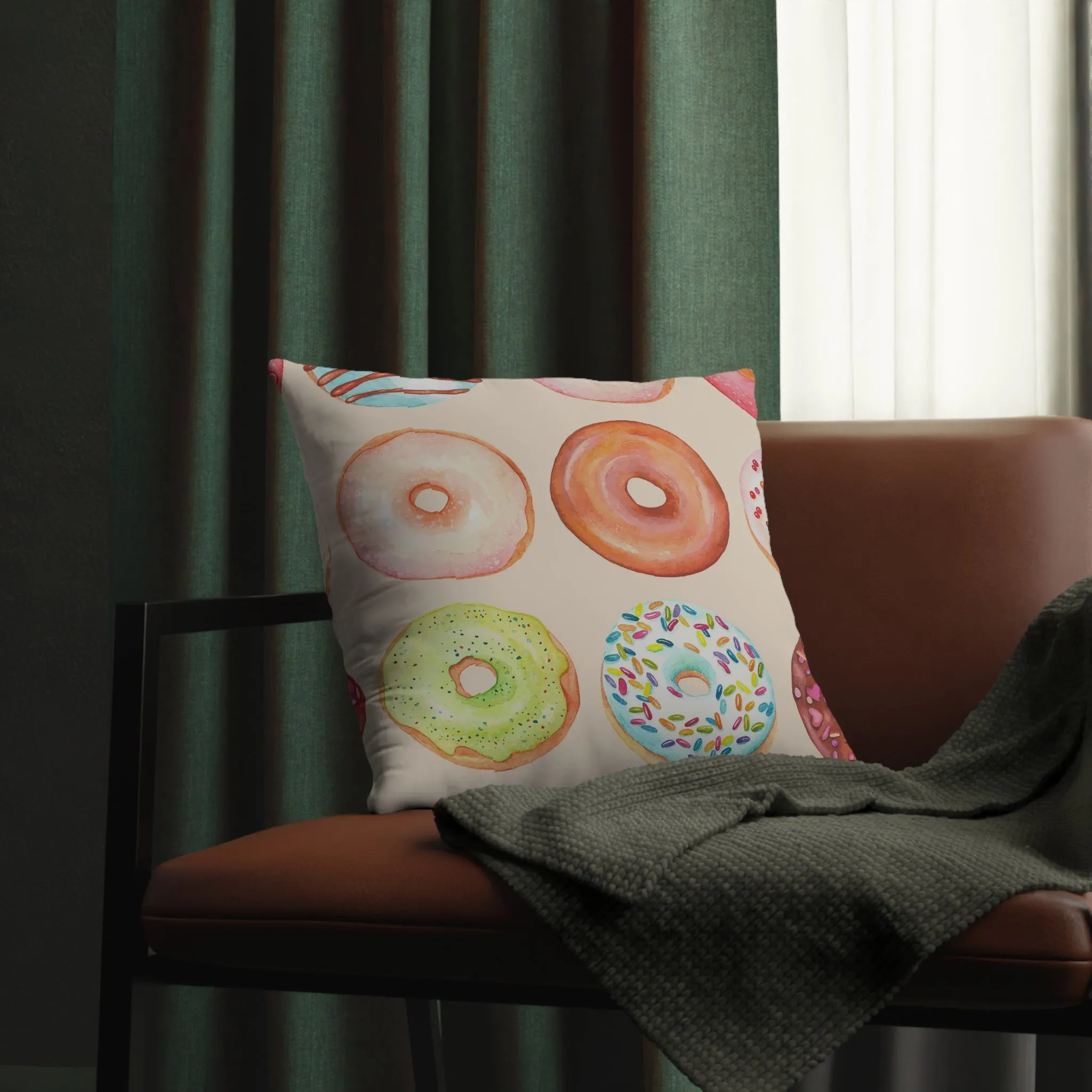 Colorful Glazed Doughnut Waterproof Pillows