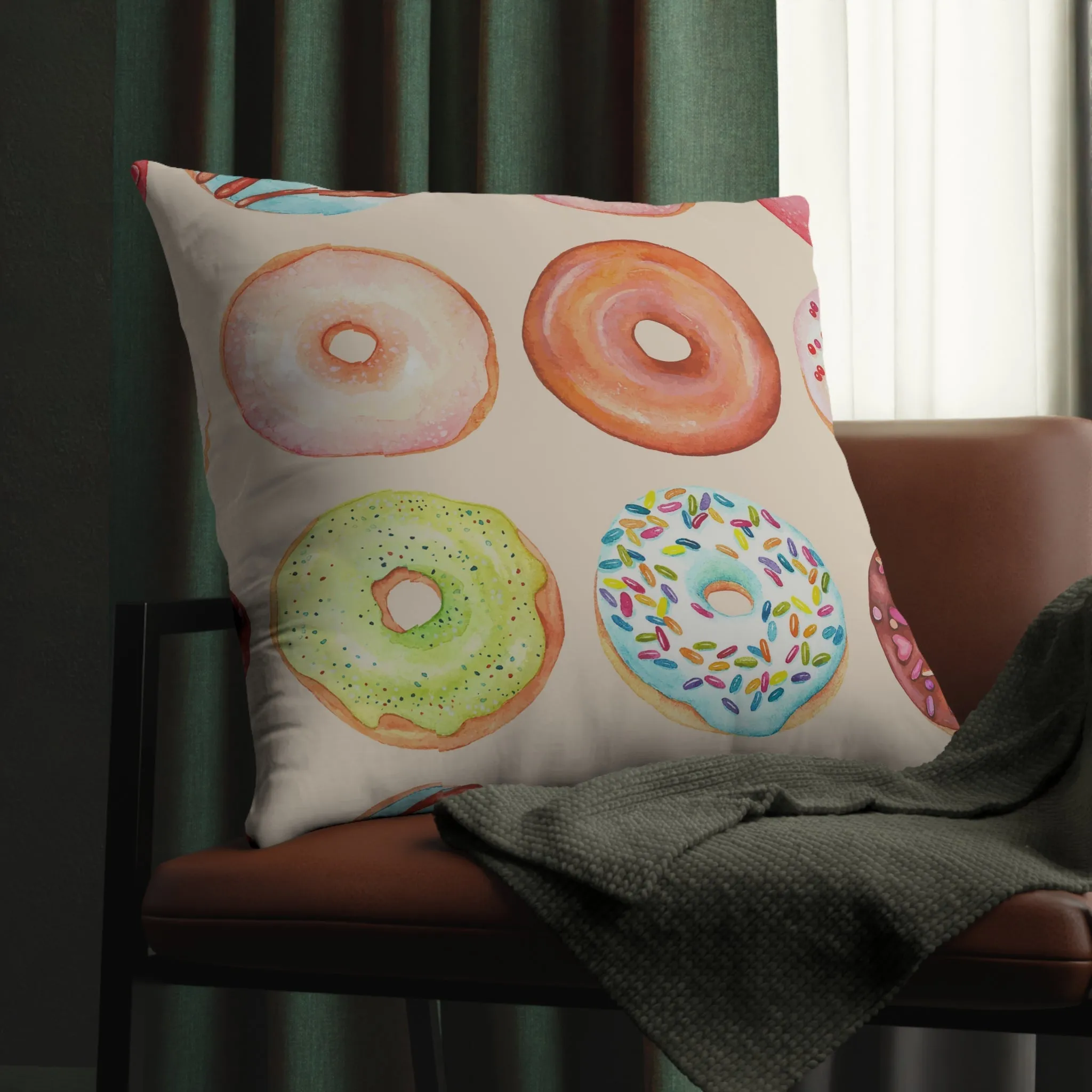Colorful Glazed Doughnut Waterproof Pillows