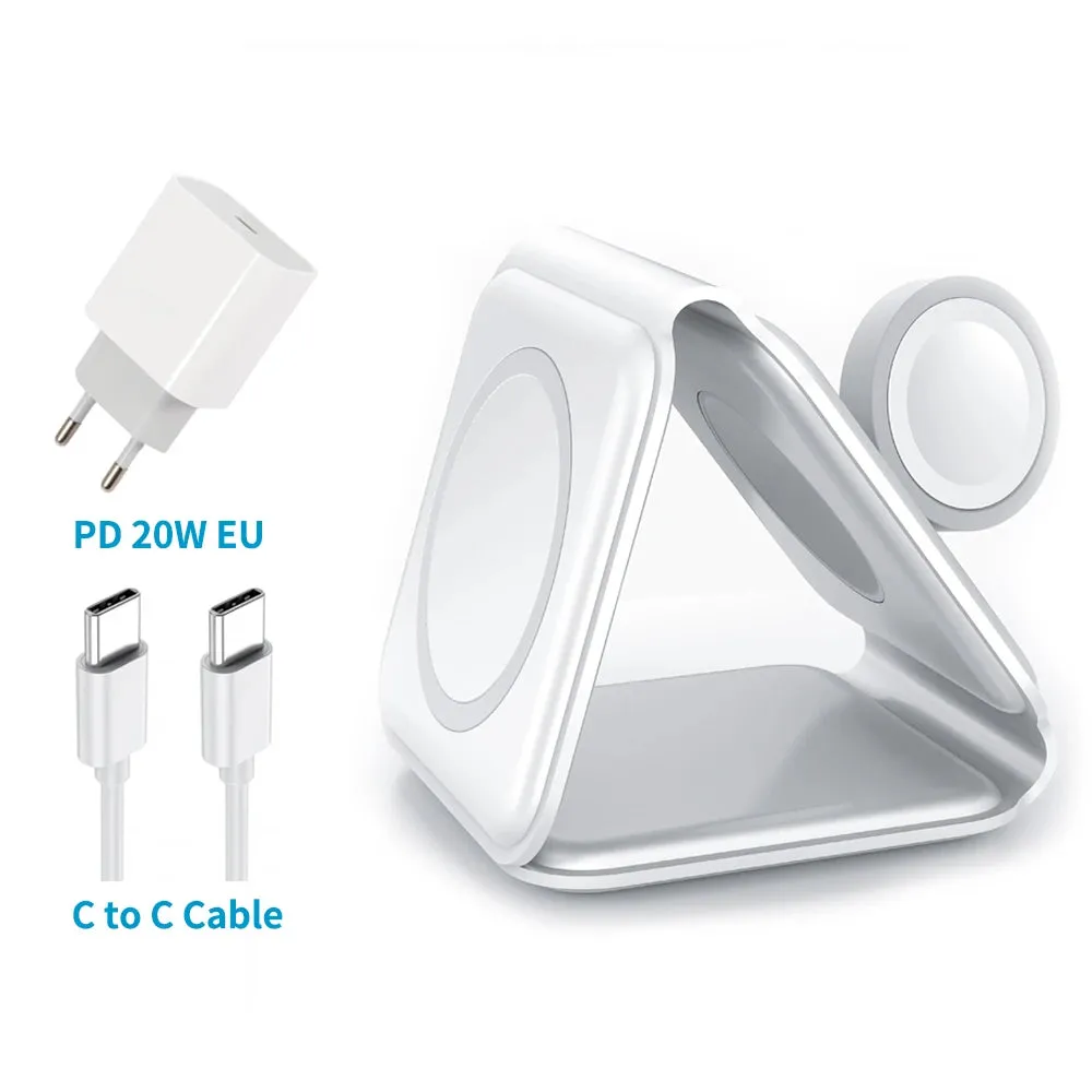 Fast 15W Foldable Magnetic Wireless Chargers for iPhone 13 11 12Pro Max Portable 3 in 1 Wireless Charger for Apple Watch/AirPods