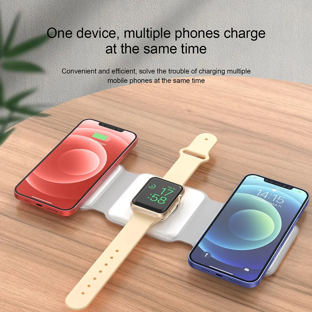 Fast 15W Foldable Magnetic Wireless Chargers for iPhone 13 11 12Pro Max Portable 3 in 1 Wireless Charger for Apple Watch/AirPods
