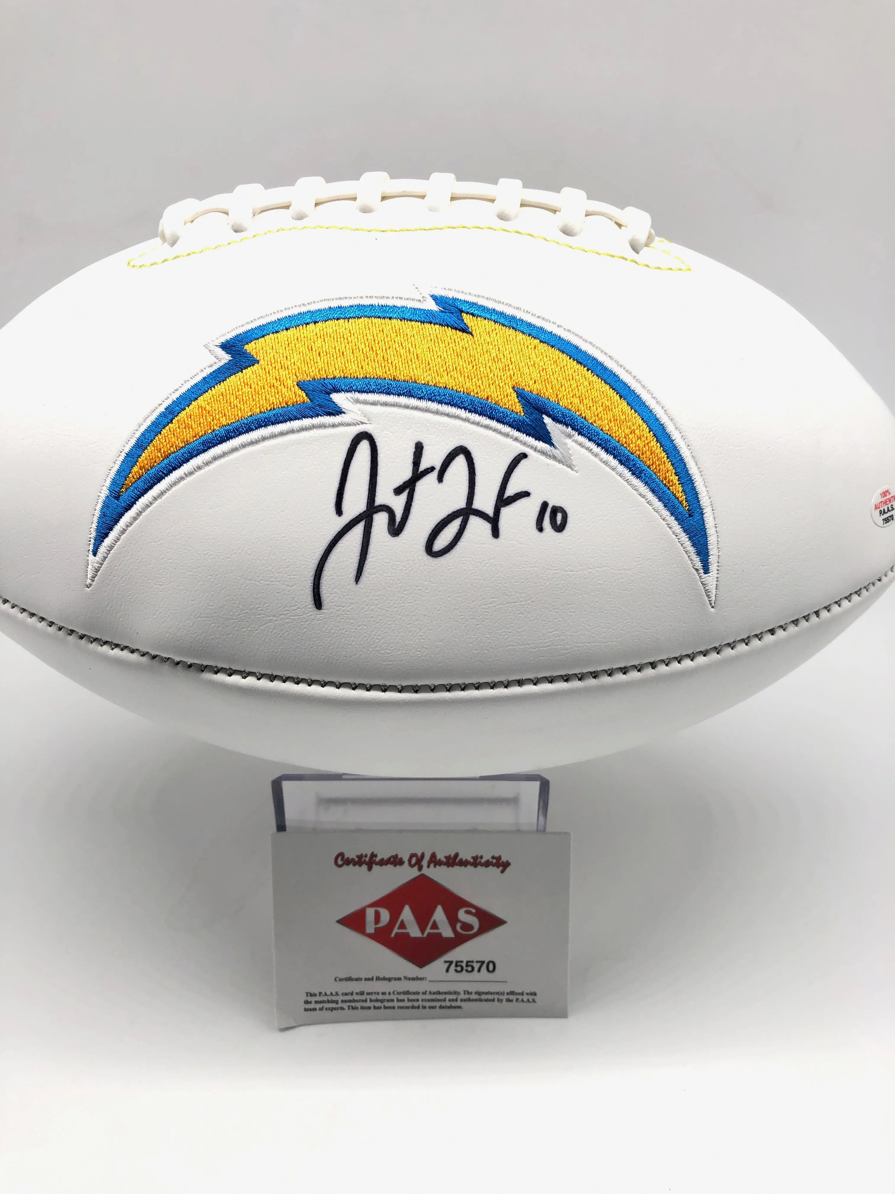 Justin Herbert Los Angeles Chargers Autographed Football
