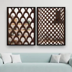 NoWorries Wall Decor Mirror Jharokha - Mirror Decor Panel Wooden Hanging Rectangular Wall Decor Frame for Living Room, Bedroom - Decorative Mirror for Home Decor (Set 2-34, 10X13 Inches)