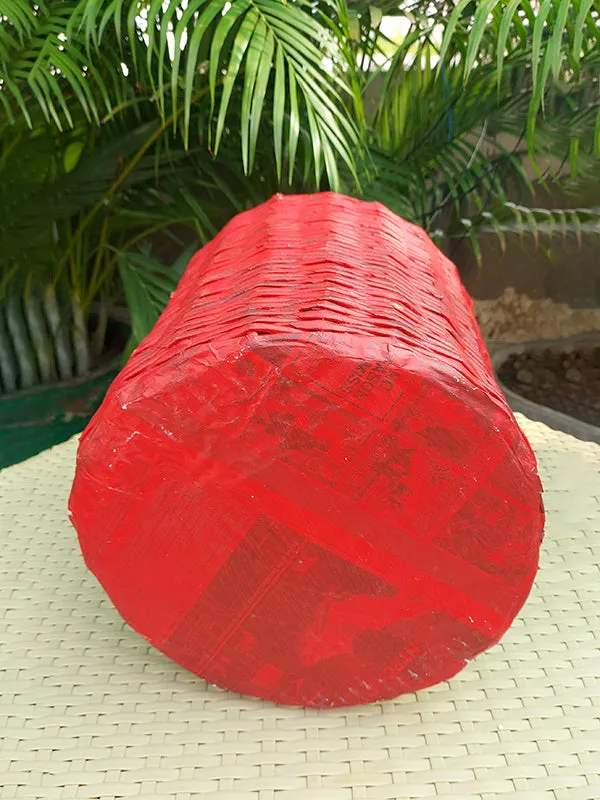 Paper Weaved Planter Red
