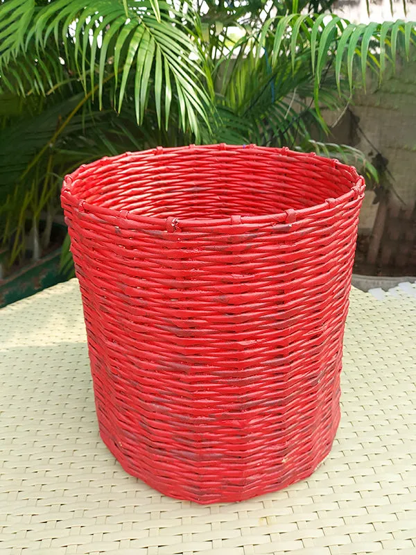 Paper Weaved Planter Red