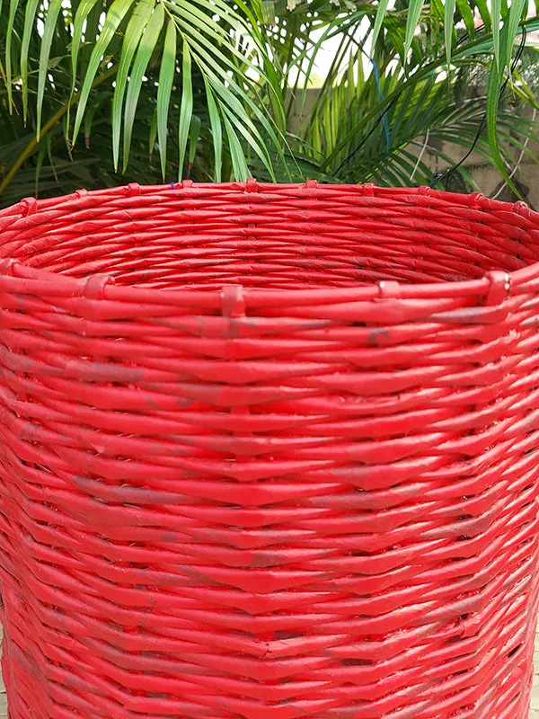 Paper Weaved Planter Red