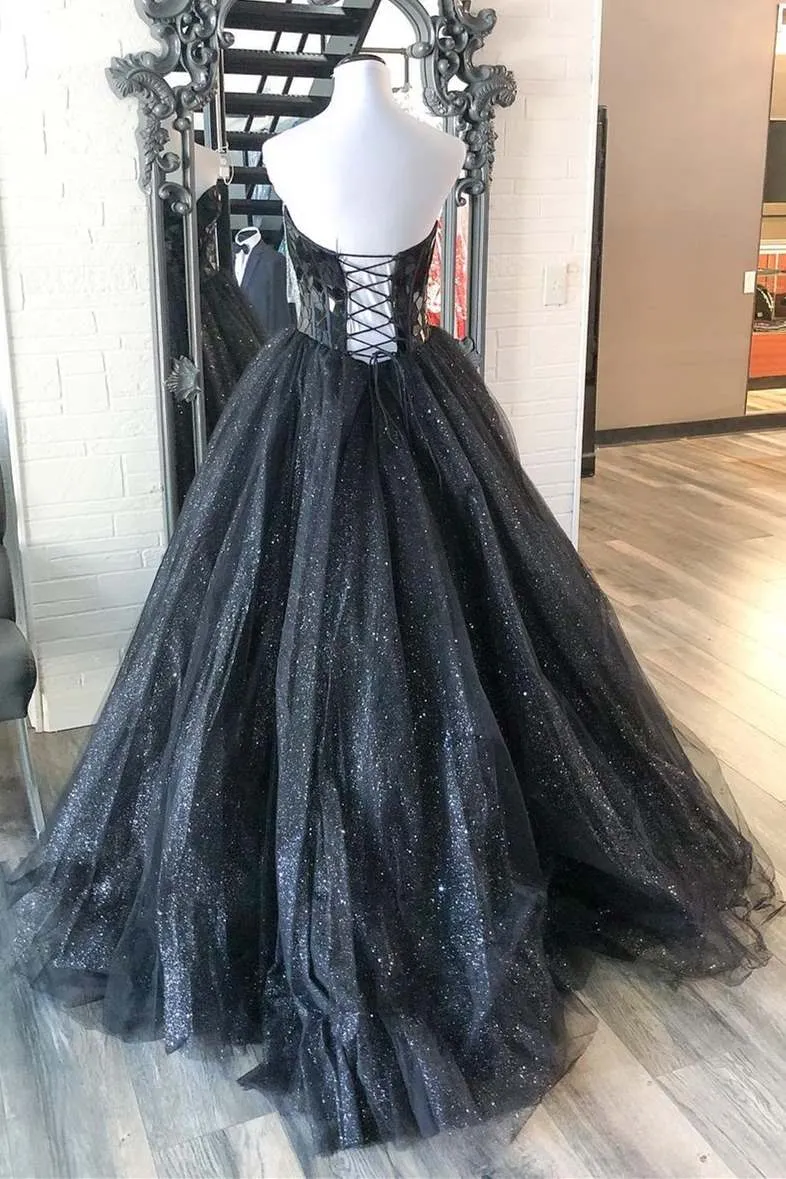 Sweetheart Blue Broken Mirrors A-line Long Prom Gown